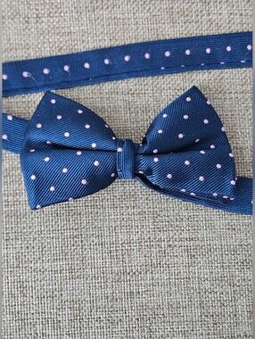 Lauren Ralph Lauren Navy Bow Tie with Pink Polka Dots